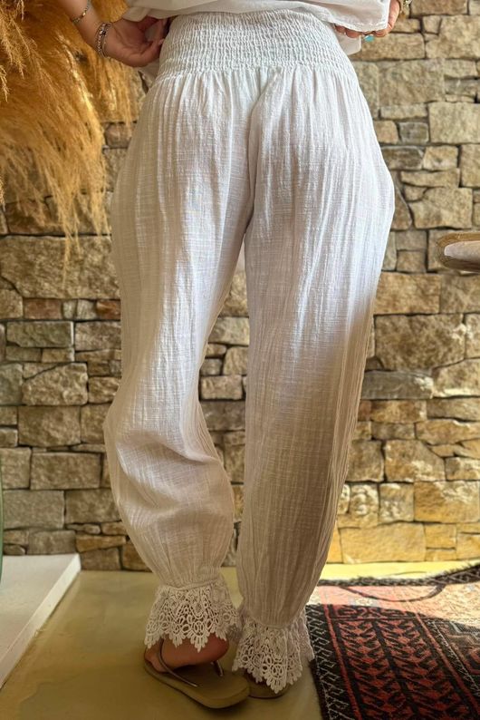 Sundaze Cheesecloth Vintage Crochet Bloomer White